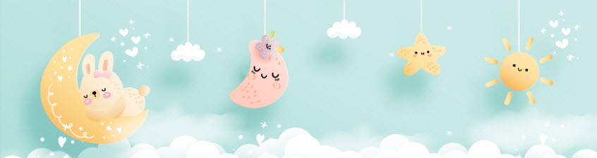 baby rabbit sleeping on half mood illustration